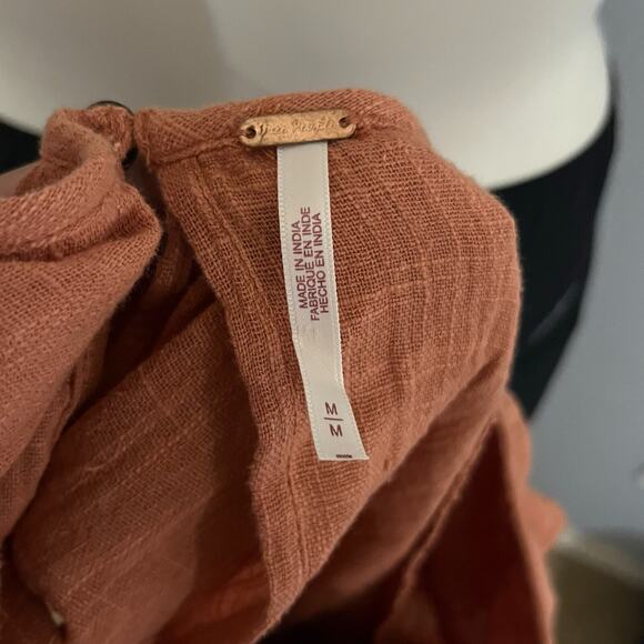 Free People Zuri Ruffle Open Back Orange Blouse Top Size Medium - Picture 4 of 5